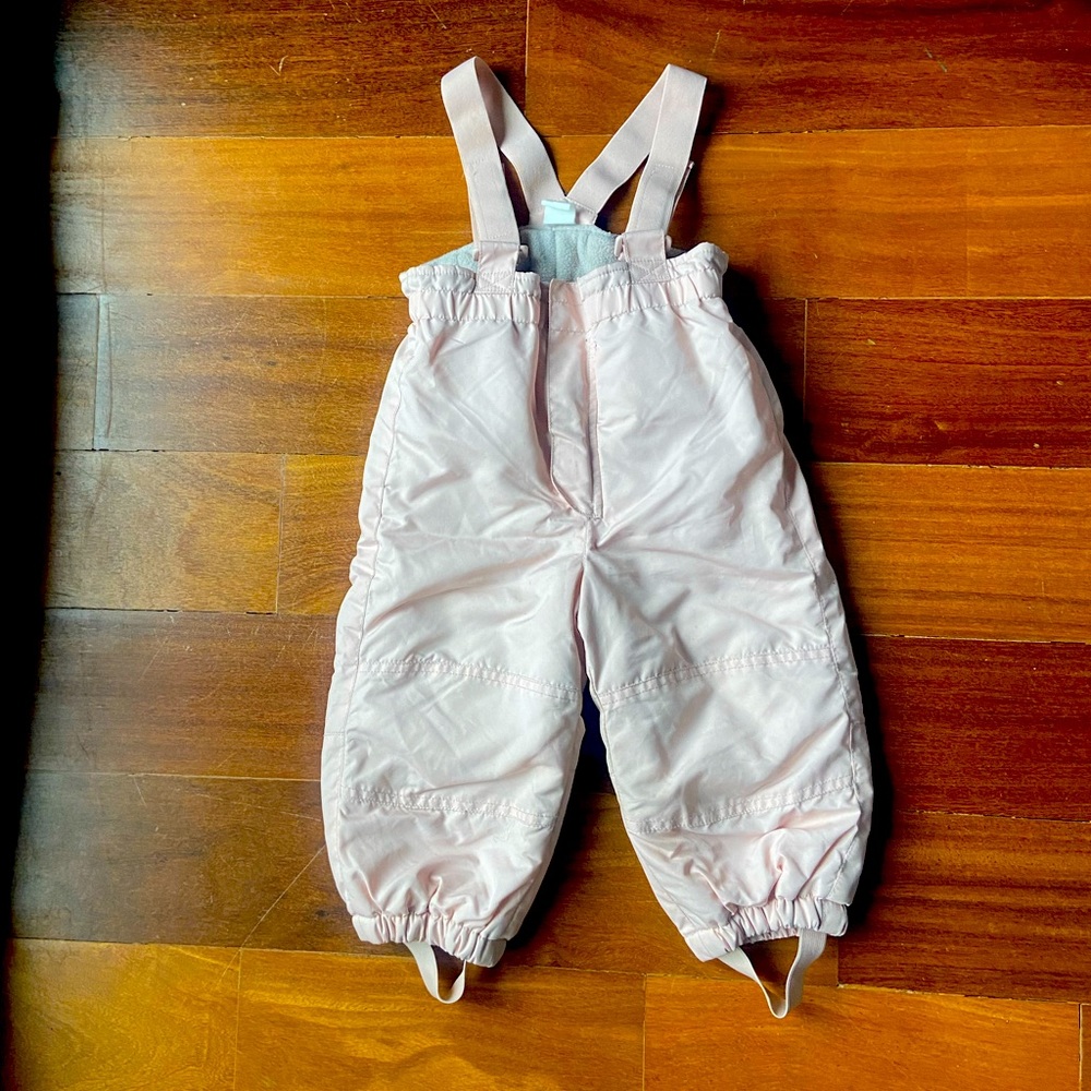 H&M Kids Snow Pants with Suspenders (light pink), 12-18 M